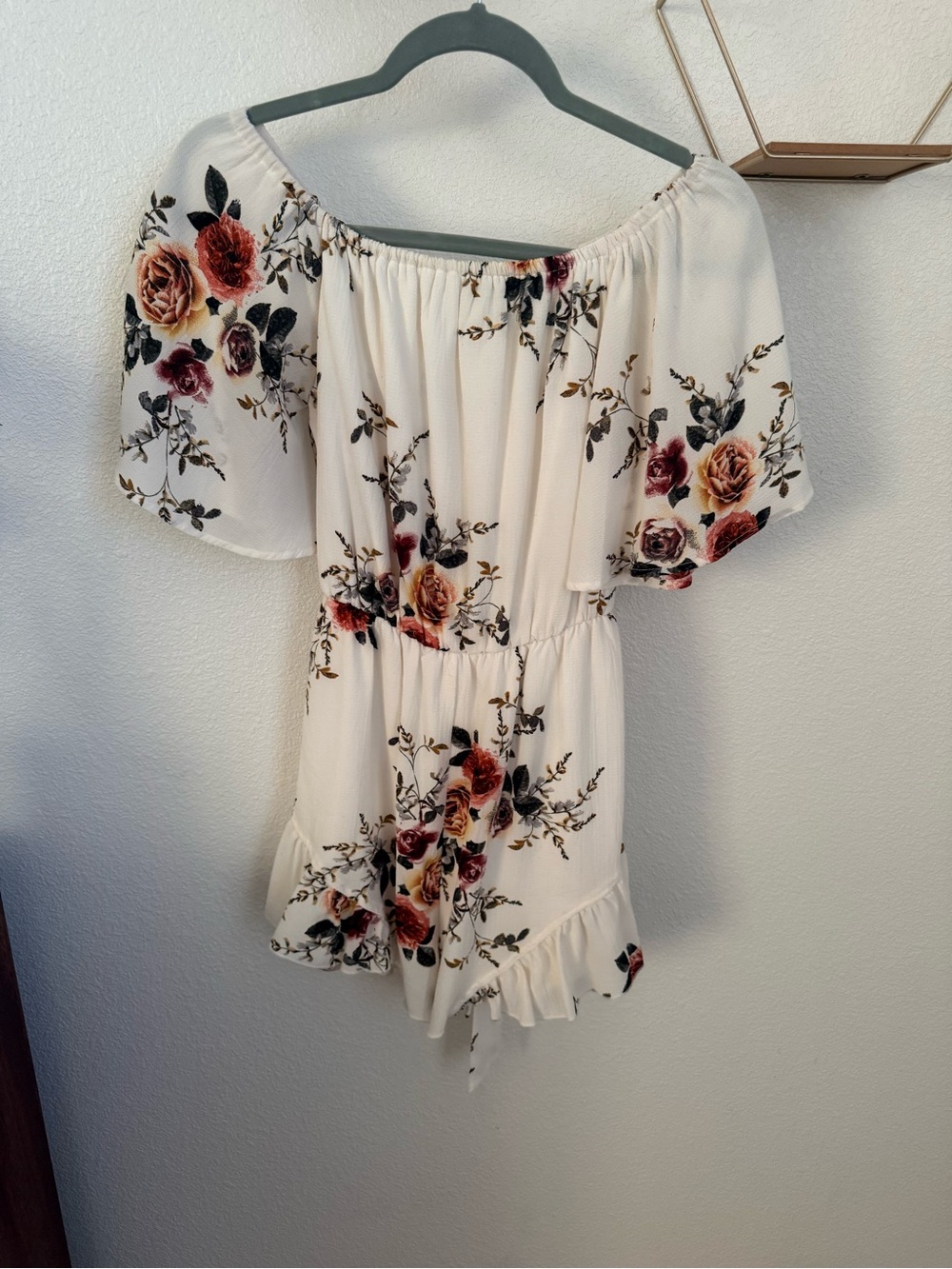 Floral Off-Shoulder White Romper Dress
